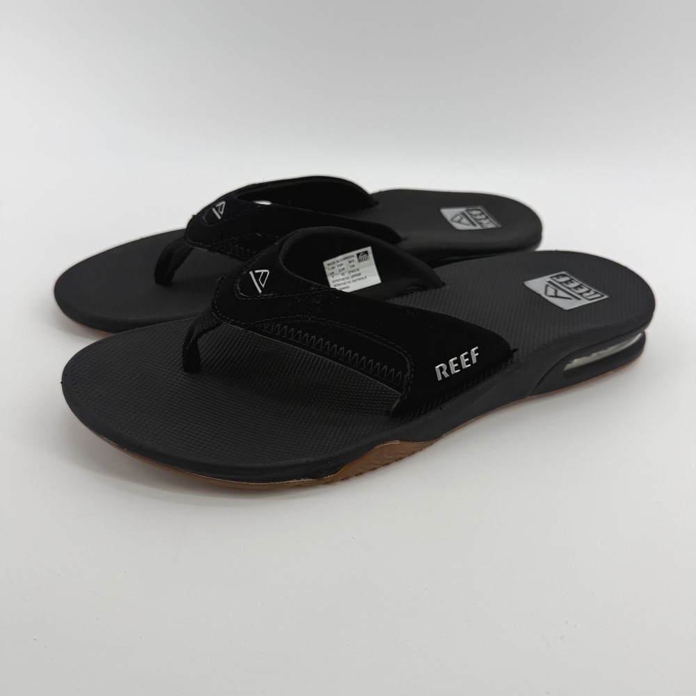 Reef Fanning Mens Black Athletic Flip Flops Sandals with Bottle Opener Size 9